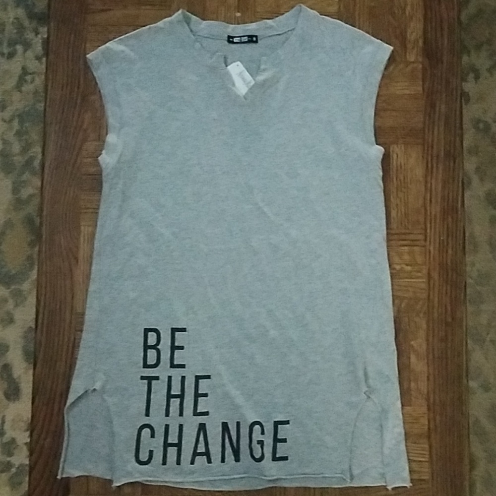 NWT " Be The Change" Sleeveless Tee by Knit Riot